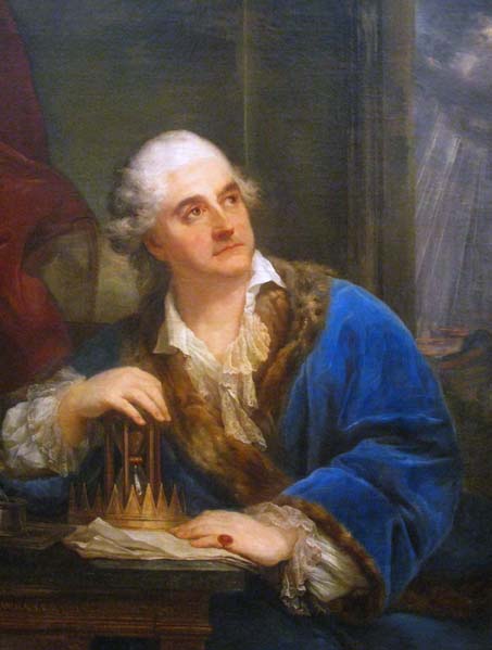 Portrait of Stanislaw Augustus Poniatowski with an hourglass.